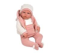 ARIAS - Muñeca Elegance Anuk de 54 cm con Lunares, Está Vestida con Tonos Rosa y Blanco, Incluye un Chupete, Peso de un Bebé Real, Juguete para Niños de +3 años (ARI65331)