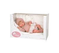 ARIAS - Muñeca Reborn Abril de 40 cm con Manta Blanca, Bebé Realista con Ropita Rosa, Chupete y Chupetero, Extremidades de Vinyl, Juguete para Niños y Niñas Desde +3 años (ARI98144)