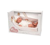 ARIAS - Muñeca Reborn Aday 40 cm, bebé con Ropa Blanca y Detalles de animalitos, Manta, Chupete, pañal, Tiene Cuerpo Blando y extremidades de Vinyl, Juguete para niños Desde +3 años (ARI98124)