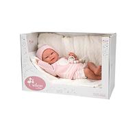 ARIAS - Muñeca Reborn Adriana de 40 cm, bebé con ropita Rosa y Blanca a Rayas, Incluye Manta, Chupete, pañal, Tiene Cuerpo Blando y extremidades de Vinyl, Juguete para niños Desde +3 años (ARI98149)