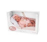 ARIAS - Muñeca Reborn Alba de 40 cm con Cojín Blanco, Bebé Realista con Ropita Rosa, Chupete y Chupetero, Extremidades de Vinyl y Cuerpo Blando, Juguete para Niños y Niñas Desde +3 años (ARI98121)