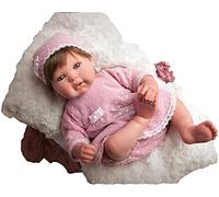 ARIAS - Muñeca Reborn Carolina de 45 cm con Cojín de Pelo, Bebé Realista con Ropita Rosa, Chupete y Chupetero, Extremidades de Vinyl y Cuerpo Blando, Juguete para Niños y Niñas +3 años (ARI98038)