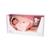 ARIAS - Muñeca Reborn Esther de 45 cm con Manta y Peluche, Bebé Realista con Ropita Rosa, Chupete y Chupetero, Extremidades de Vinyl y Cuerpo Blando, Juguete para Niños y Niñas +3 años (ARI98083)