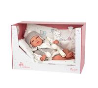 ARIAS - Muñeca Reborn Vega de 40 cm con Manta Blanca, Bebé Realista con Ropita Gris, Chupete y Pañal, Extremidades de Vinyl y Cuerpo Blando, Juguete para Niños y Niñas Desde +3 años (ARI98075)