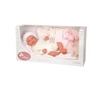 ARIAS - Muñeca Reborn Viviane de 45 cm con Manta y Peluche, Bebé Realista con Ropita Blanca, Chupete y Chupetero, Extremidades de Vinyl y Cuerpo Blando, Juguete para Niños y Niñas +3 años (ARI98144)
