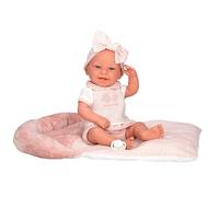 ARIAS-Muñeco Elegance 42 cm ZOE con Cuerpo y extremidades de Vinyl. Vestido con un Conjunto Rosa y Blanco, Diadema y cojín a Juego. Incluye Chupete y cojín. Juguete Niños Todas Las Edades (ARI65389)