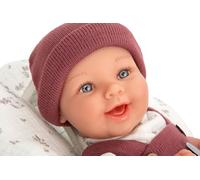 Arias-Muñeco Elegance Babyto 35 cm,vestido en granate y blanco,con estampado de flores.Su peso es tan real que parece un bebé de verdad.Incluye chupete y manta.Juguete Niños todas las edades(ARI60888)