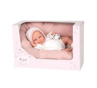 ARIAS-Muñeco Elegance Babyto 35 cm, Vestido en Rosa, Blanco y Flores. Peso de un bebé Real. Incluye Chupete y cojín. Juguete Niños Todas Las Edades (ARI60870)
