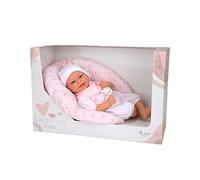 ARIAS - Muñeco Elegance Colin de Peso 4 kg, bebé Realista de 40 cm con Cuerpo Blando y extremidades de Vinyl, Ropa Rosa, Body y gorrito, Accesorios cojín y Chupete, Juguete +3 años (ARI60596)