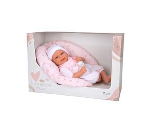 ARIAS - Muñeco Elegance Colin de Peso 4 kg, bebé Realista de 40 cm con Cuerpo Blando y extremidades de Vinyl, Ropa Rosa, Body y gorrito, Accesorios cojín y Chupete, Juguete +3 años (ARI60596)