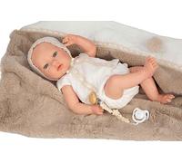 Arias-Reborn 38 cm JADE.Bebé realista de vinyl con ropa marron.Incluye manta,chupete,chu petero,pañal,libro de familia y certificado de autenticidad.Peso de un Bebé Real.Juguete Niños+3 años(ARI98192)