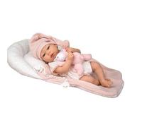 ARIAS-Reborn 40 cm Ariel.Bebé Realista con Ropa Rosa y Blanca.Incluye cojín, Peluche, Chupete, chupetero, pañal, Libro de Familia y Certificado de autenticidad.Juguete Niños +3 años (ARI98191)