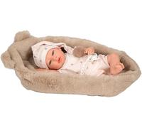 ARIAS-Reborn 40 cm Lidia. Bebé Realista con ropita Beige y Ositos. Incluye Cuna, Chupete, chupetero, pañal, Libro de Familia y Certificado de autenticidad. Juguete Niños +3 años (ARI98189)