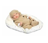 ARIAS-Reborn 40 cm OLONA.Bebé Realista con Ropa beig.Incluye Saco de Dormir,Chupete,chupetero,pañal,Libro de Familia y Certificado de autenticidad.Juguete Niños +3 años (ARI98182)