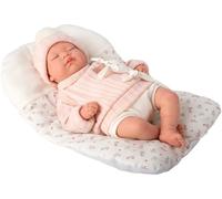ARIAS-Reborn cm Daira con Ojos Cerrados.Bebé Realista con Ropa Rosa.Incluye cojín,dou dou,Chupete,chupetero,pañal,Libro de Familia y Certificado de autenticidad.Juguete Niños +3 años(ARI98190)