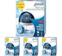 Ariasana Aero 360° Kit de absorción de humedad (1 dispositivo incl. 6 recambios Tab 450 g), deshumidificador no eléctrico y reciclable, absorbentes de humedad contra condensación y moho (Paquete de 4)