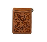 ARIAT Billetera Cartera Monedero Plegable con Clip para Dinero, Color Marrón Medio