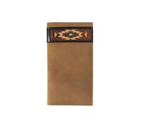 ARIAT Cartera de piel para hombre con diseño de rodeo Southwest - Cartera de chequera plegable occidental, Marrón claro, Rodeo