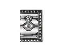 ARIAT Cartera de tela triple con encaje de diamantes del suroeste, color negro, Negro -, Billetera triple