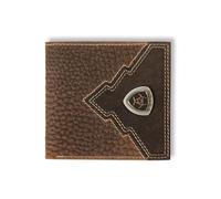 ARIAT Cartera grande plegable con escudo superpuesto, marrón Rowdy, Marrón, Western