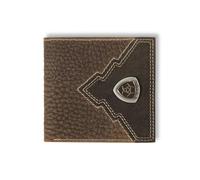 ARIAT Cartera grande plegable con escudo superpuesto, marrón Rowdy, Marrón, Western