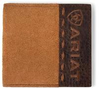 ARIAT Cartera grande plegable de cocodrilo, color marrón, Beige Bronceado
