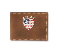 ARIAT Cartera Monedero Plegable con diseño de bandera americana bordada con corteza envejecida