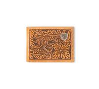 ARIAT Cartera plegable con logotipo floral en relieve, nuez moscada, Nuez moscada