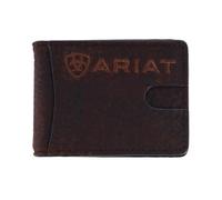 ARIAT Cartera plegable de cuero con clip para dinero con logotipo grande para hombre