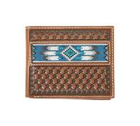 ARIAT Cartera plegable Southwest con incrustaciones, color marrón