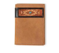 ARIAT Cartera triple con acento rojo suroeste/turquesa, negro envejecido, negro (Aged Black), Classic