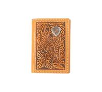 ARIAT Cartera triple con logotipo floral en relieve, Monedero, Nuez moscada