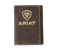 ARIAT Cartera triple de cuero Pebbled Bull Hide para hombre (marrón), Marrón, Western