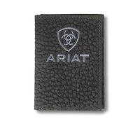 ARIAT Cartera triple de cuero Pebbled Bull Hide para hombre (negro)