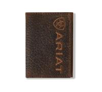 ARIAT Cartera triple de piel con logotipo grande para hombre, Marrón