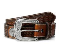 ARIAT Cinturón de concho circular con sello de cesta para hombre, Marrón, 38