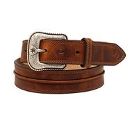 Ariat Cinturón occidental de cuero envejecido para hombre, Marrón desteñido, 50 (46-48" waist)