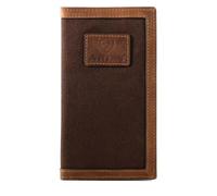 ARIAT Colección de billetera de lona para hombre - Rodeo, plegable, triple, clip de dinero plegable, marrón, Marrón, 6-3/4" x 3-3/4" 1/2", Rodeo