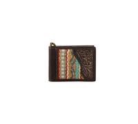 ARIAT Cartera de cuero para hombre con clip para dinero con diseño floral y patrón de lana del suroeste, Marrón
