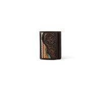 ARIAT Colección de carteras de cuero para hombre con diseño floral y patrón de lana del suroeste - Rodeo, plegable, triple, clip para dinero, Marrón, 4" x 3" x 3/4", Trifold