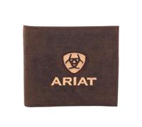 ARIAT Colección de carteras de piel auténtica Crazy Horse para hombre, plegable y triple, Marrón, Billetera plegable