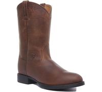 ARIAT Heritage Roper Medio Cafl Tirar en Cuero Occidental Botas En Marrón UK 3-9
