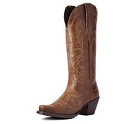 ARIAT Heritage Stretchfit - Botas vaqueras bordadas con puntera recortada para mujer, hasta la rodilla, tacón medio, 2-3 pulgadas, color marrón, Chocolate Chip/Turquesa, 36.5 EU