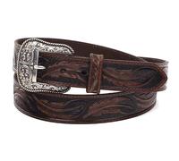 ARIAT M&F Western Products - Cinturón de cuero con relieve de plumas para hombre, Marrón, 36