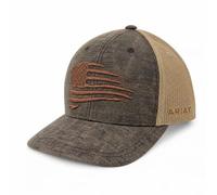 Ariat Men's Embroidered Flag Snapback Cap, Brown