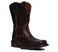 ARIAT Rambler Estilo Del Oeste Cuero Botas Hombre En Marrón UK 7-12