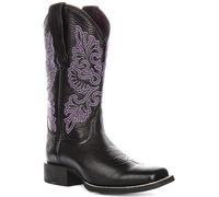 Ariat Redondo Con Elástico Ancho Punta Cuadrada Medio Mujer Botas En Negro Lila