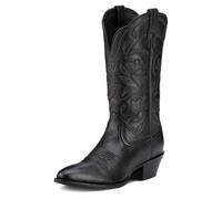 Ariat Women's Heritage Western R Toe Western Cowboy Boot, Black Deer Tan, 7.5 B US