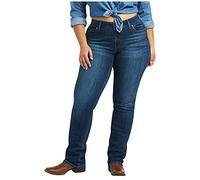 ARIAT Women's Mid Rise Dark Wash Candace Straight Jeans Plus Blue 26W LNG