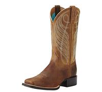 ARIAT Women's Round Up Wide Square Toe Western Cowboy Boot, Powder Brown, 8 B US
